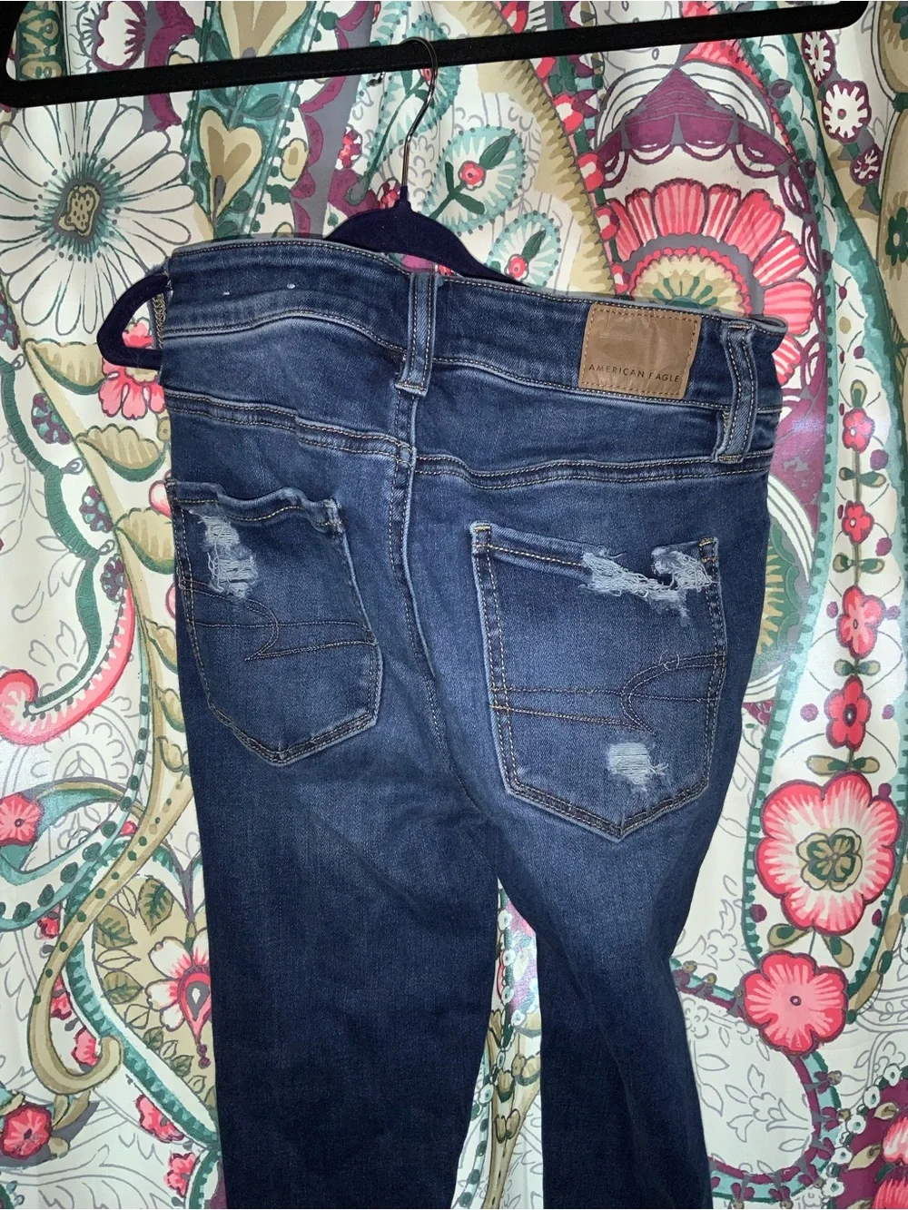 American Eagle Women Sz 00 High Rise Jegging Next Level Stretch Distressed Jeans